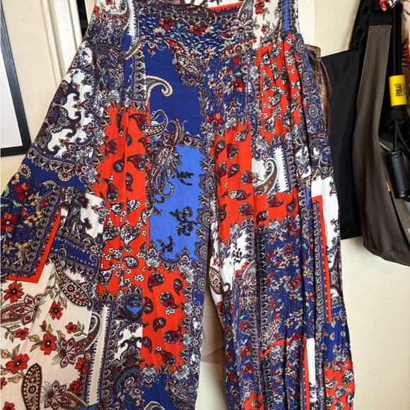 Pants - Paisley Print Wide-Leg Jumpsuit